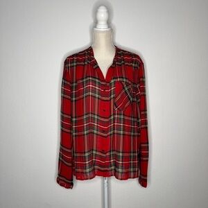 Pendleton Red Plaid Modal Wool Button Down Shirt Size XL